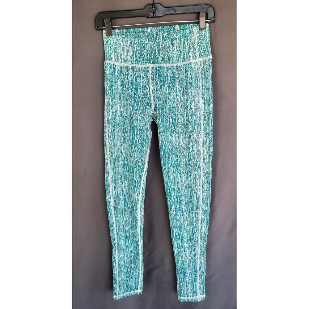 Buff Bunny White Teal High Waisted Activewear Womens Leggings Size Medium